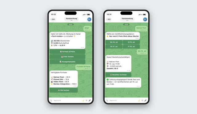 Telegram-Bot für Kanalwerbung — Mediakit und Slotbuchung